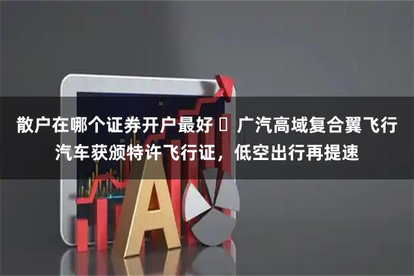 散户在哪个证券开户最好 ​广汽高域复合翼飞行汽车获颁特许飞行证，低空出行再提速